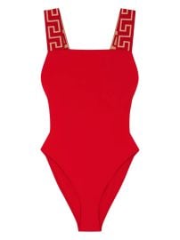 Versace Greca Border one-piece Swimsuit Red at Farfetch